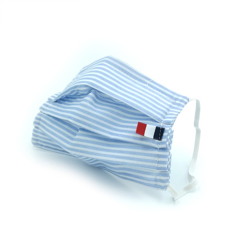 Masque en tissu - masque barrière rayure bleu clair
