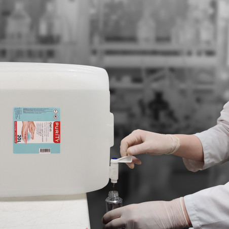 Bouchon pour bidon de vingt litres de gel hydroalcoolique PURITY - Utilisation