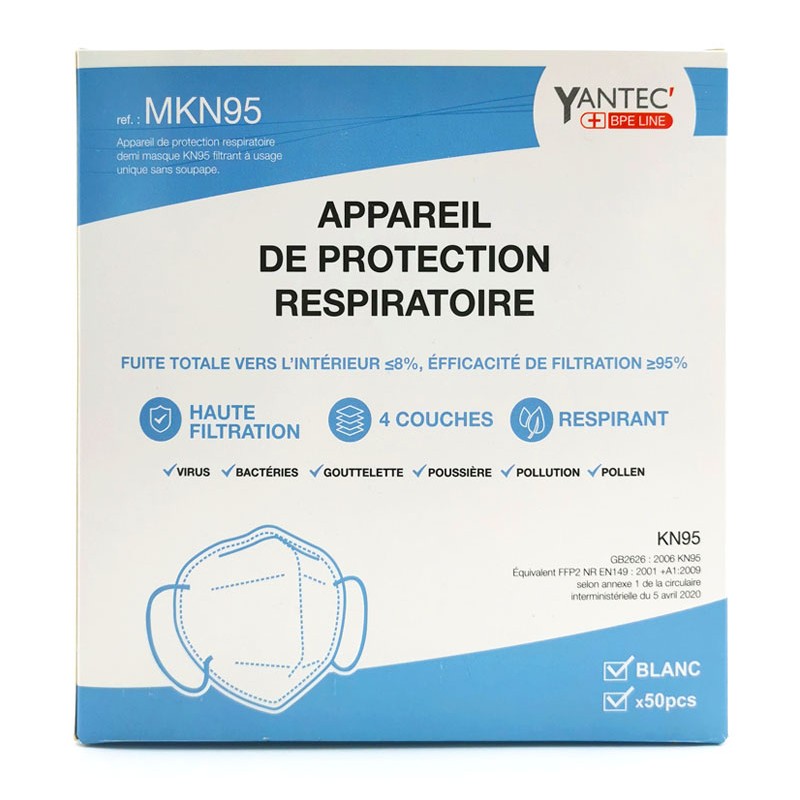 Pack de 50 Masques FFP2 u2013 Type KN-95 u2013 Norme FDA u2013 Purity