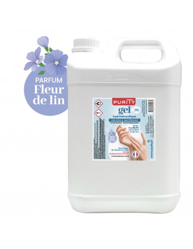 Bidon de 5 litres Gel Hydroalcoolique Français - Parfum Fleur de Lin –  Purity