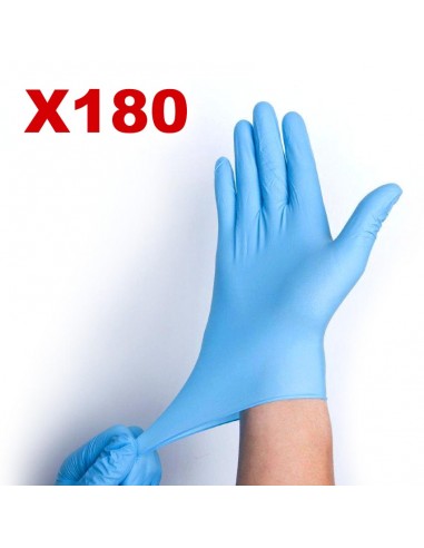 Boite de 180 gants nitrile XL - non poudrés  - Couleur bleu