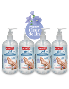 4 Flacons de 500ml - Gel Hydroalcoolique Purity 703 - Parfum Fleur de Lin