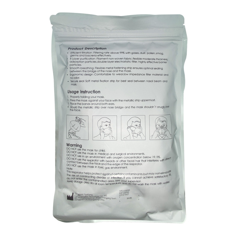 Masque KN95 - Emballage vue de dos