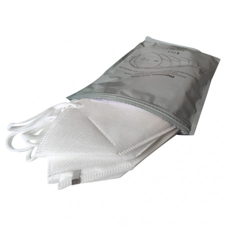 Masques KN95 en pack de cinq - présentation déballage