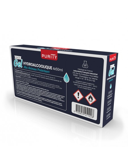 4 Mini-flacons de 50ml de gel hydroalcoolique