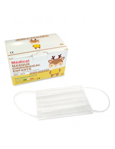 Pack de 50 masques jetables Blancs -...