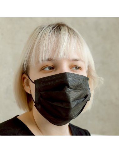 Pack de 50 masques chirurgicaux NOIRS 3 plis - Norme CE