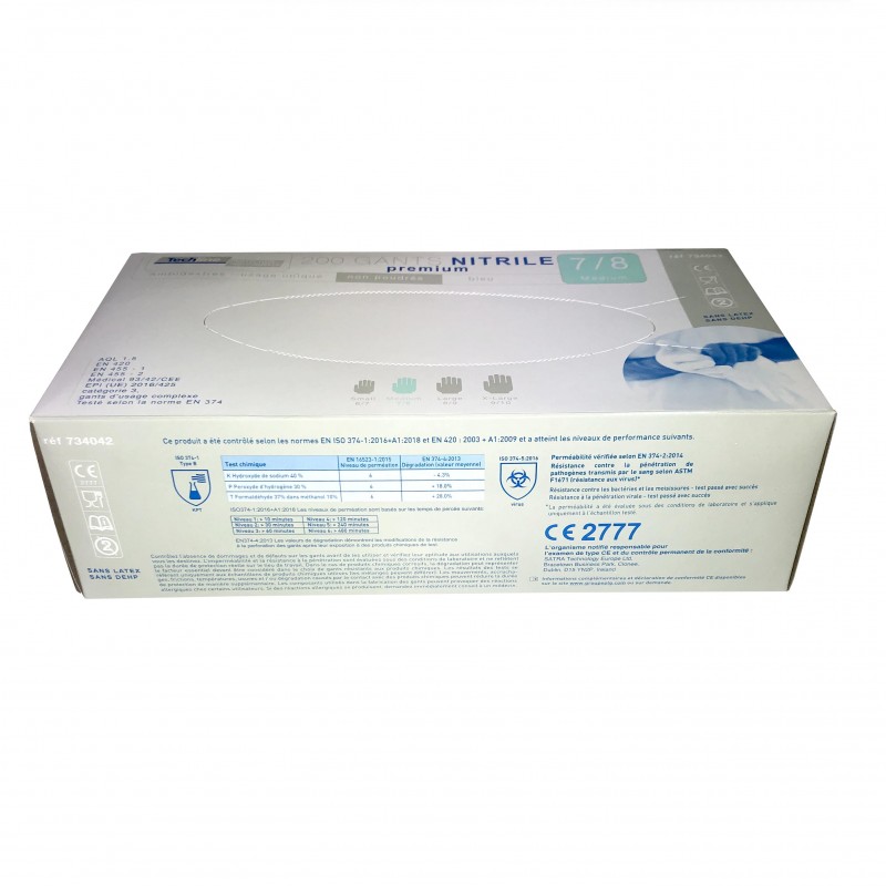 boite de 180 Gants XL en nitrile - Purity - non poudres_boite_face